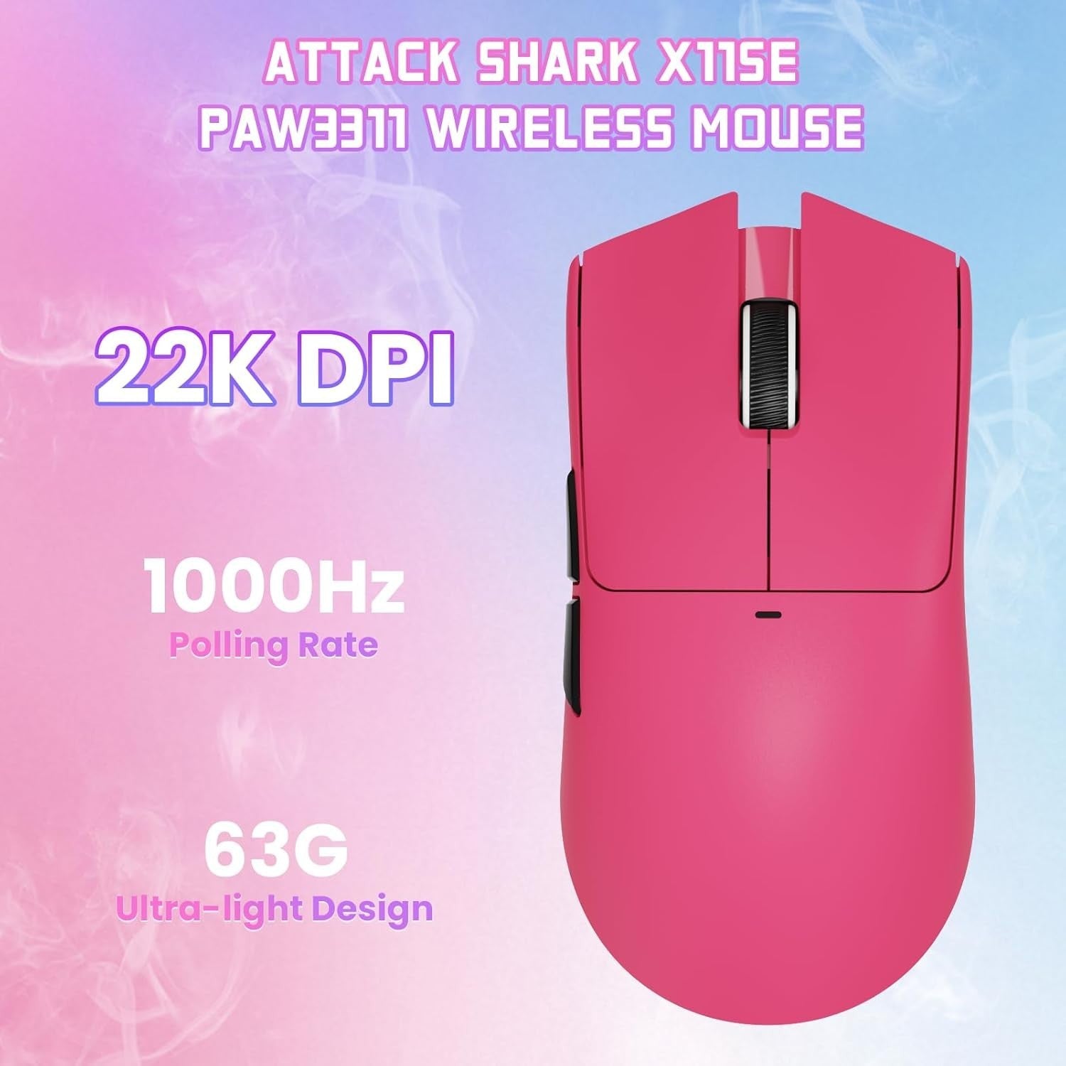 Ultra-Light Gaming Mouse 22K DPI 1000Hz Tri-Mode 63g Red