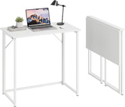 Folding Computer Desk Small Space Home Office Study Table Easy Store White