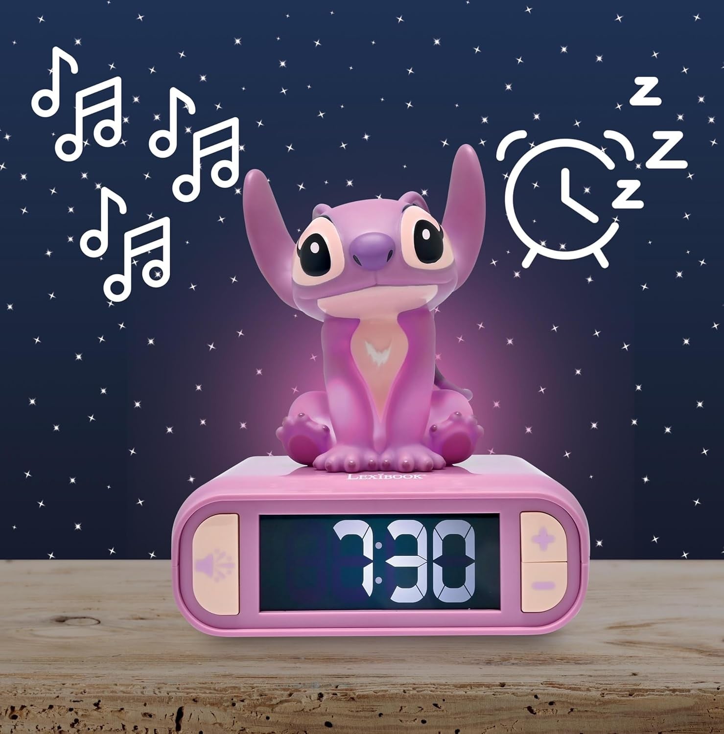 Kids Alarm Clock Night Light LED Display Snooze Sounds Cute Bedroom Gift