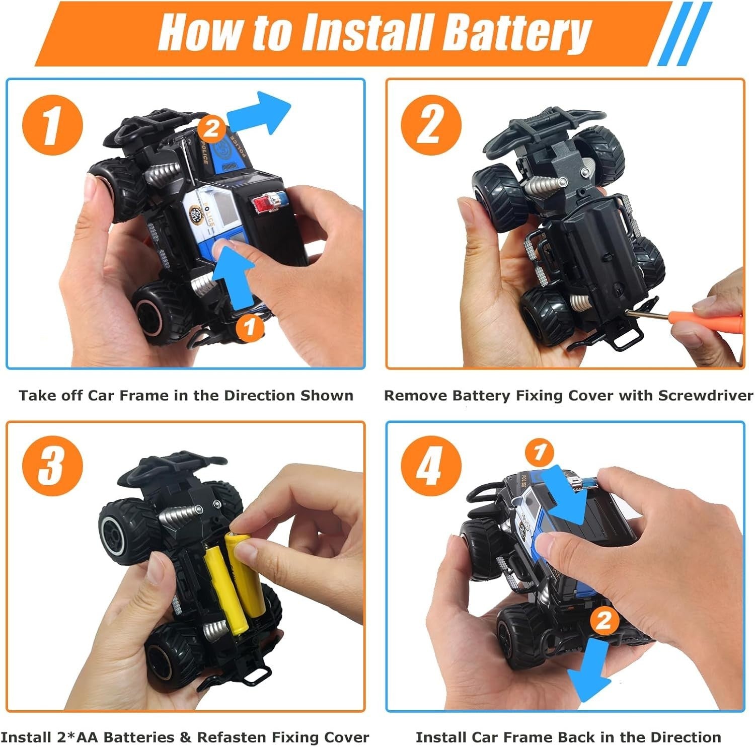 Mini Police RC Car for Kids 3-7, Off-Road Remote Control Toy Gift