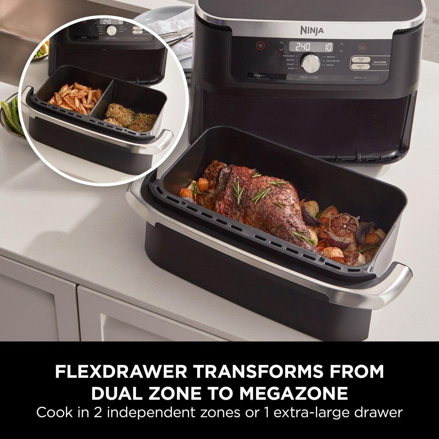 10.4L Dual Zone Mega Air Fryer | FlexDrawer XL | 7-in-1 Fast Family Cooker