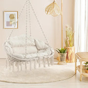 Rope Hanging Chair with Cushion & Folding Frame – 150kg Indoor Outdoor