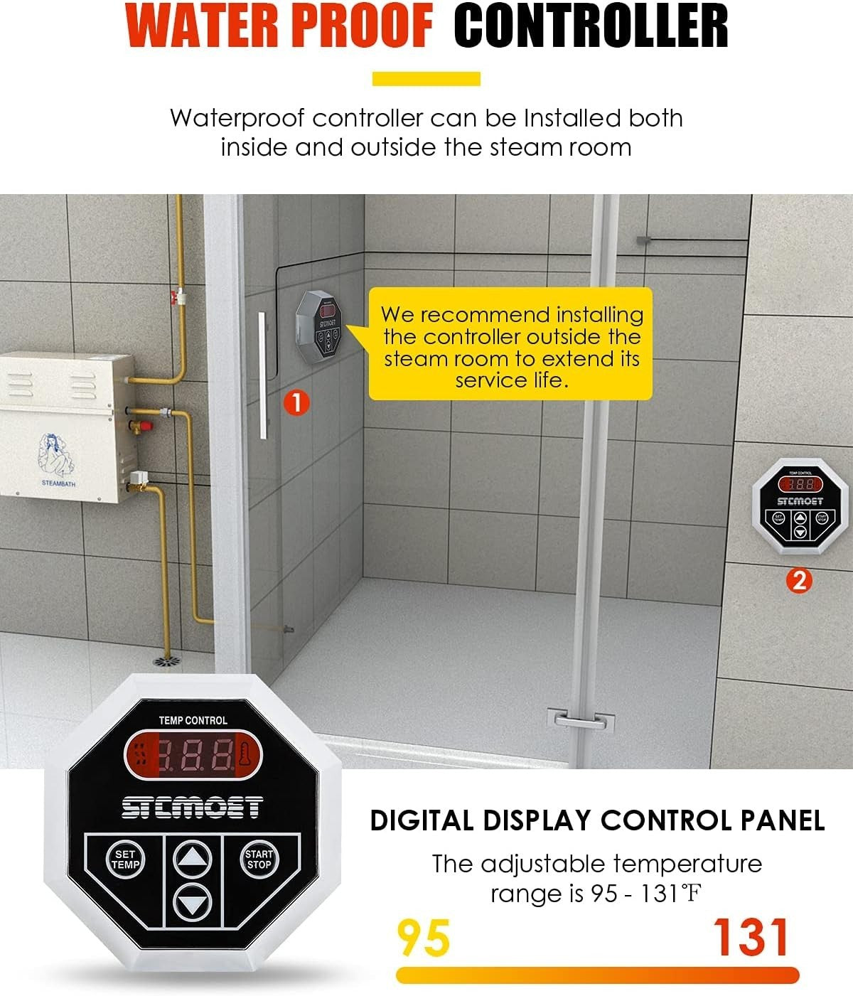 4.5KW Steam Sauna Generator w/ LED Digital Controller – 220V Home & Spa