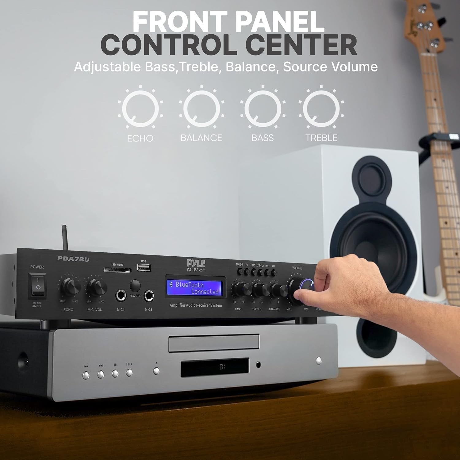 200W Bluetooth HiFi Amplifier 5 Channel Stereo AV Receiver USB FM