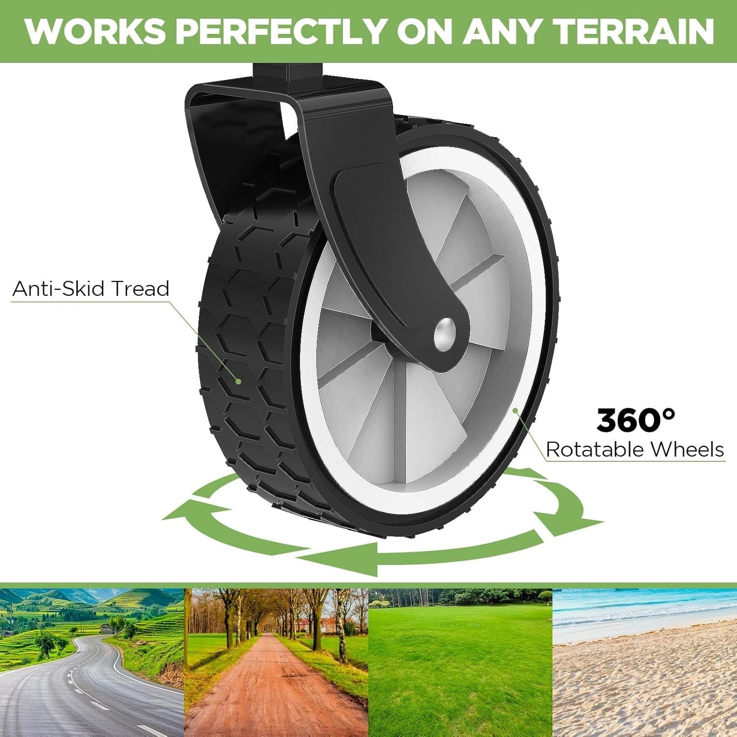 Black Heavy Duty Folding Wagon 100L All-Terrain Garden Camping Beach Trolley
