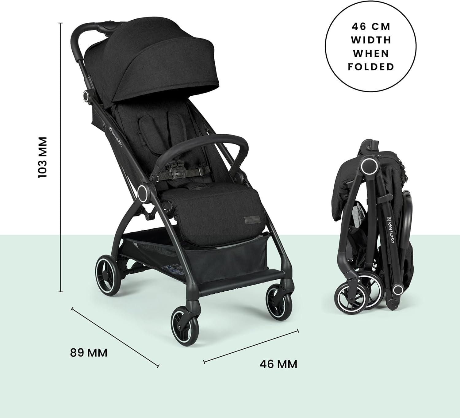 Feather-Light Baby Stroller Auto-Fold From Birth to 22kg Black