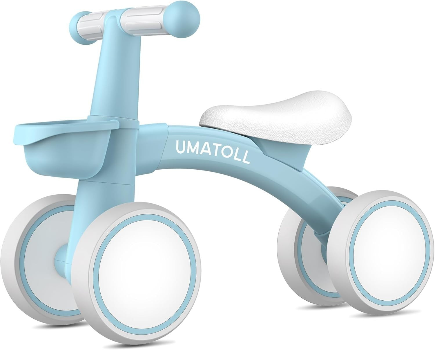 Baby Balance Bike 1 Year Old Toddler Ride On 4 Wheel Adjustable Seat Blue