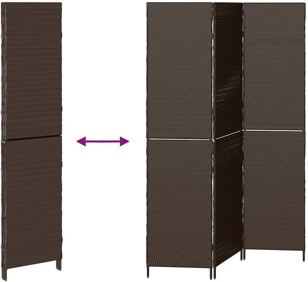 Brown Rattan Folding Room Divider Screen – 4 Panel Privacy Partition 180cm