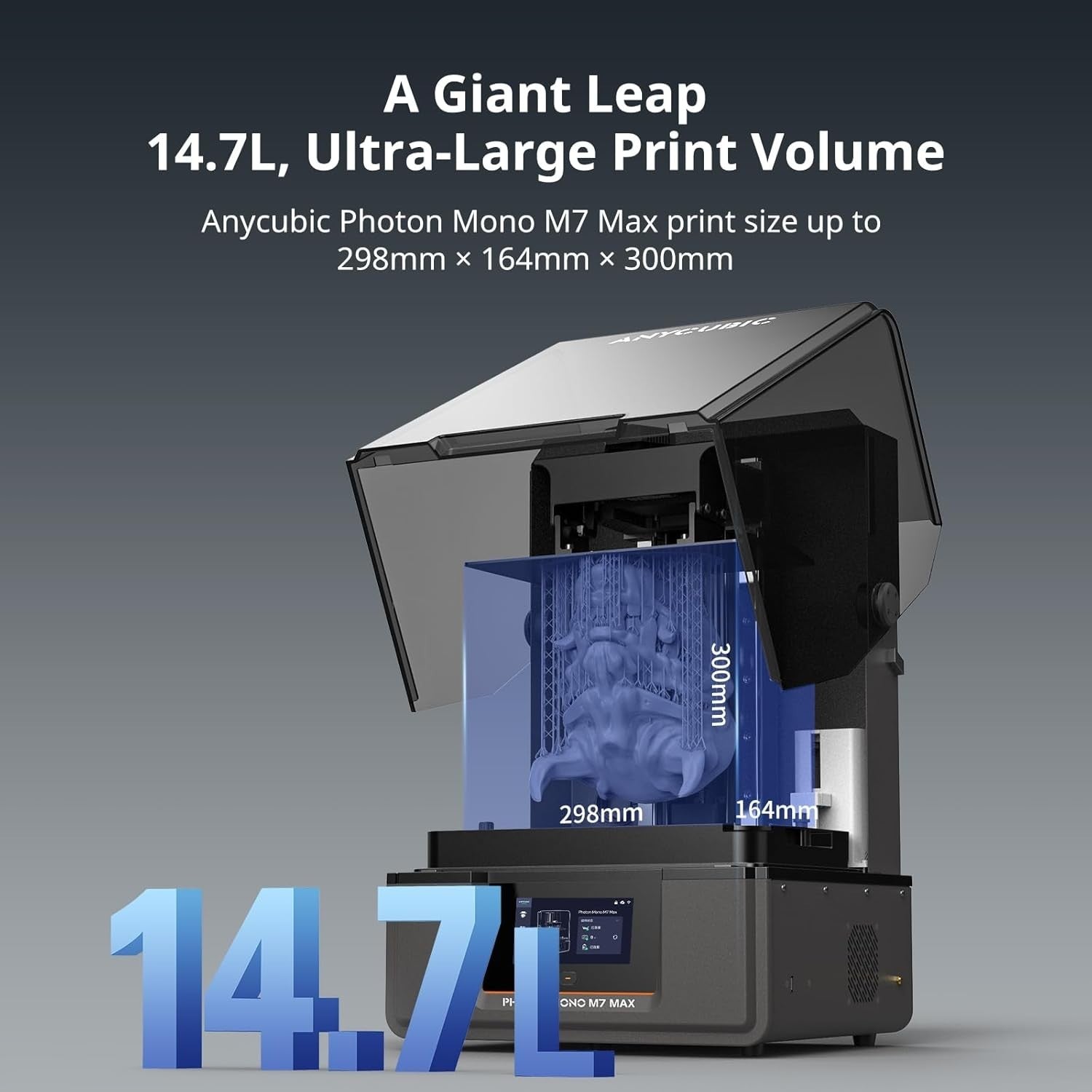 Large Resin 3D Printer 13.6” 7K Mono LCD Auto Resin Feed High Precision