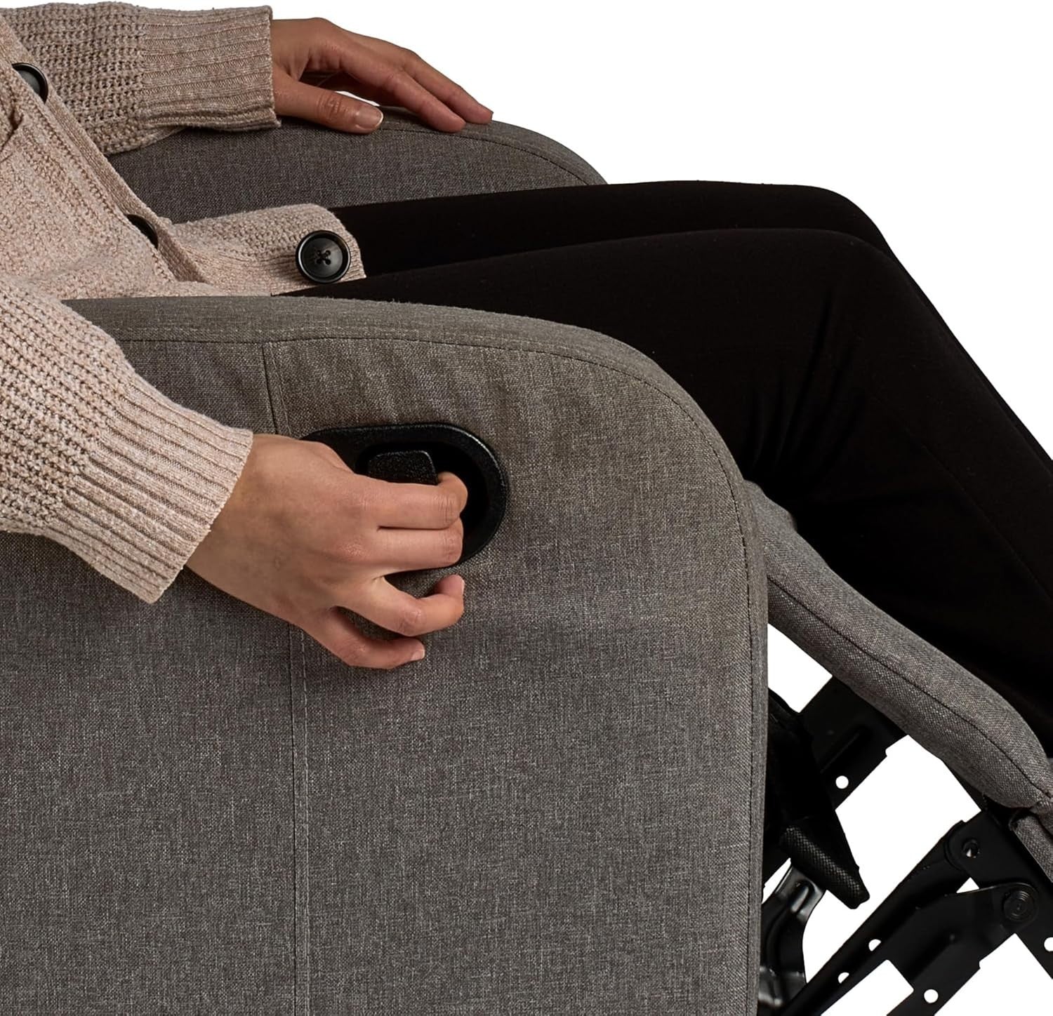 Silver Fabric Recliner Armchair Lounge Chair with Footrest Support