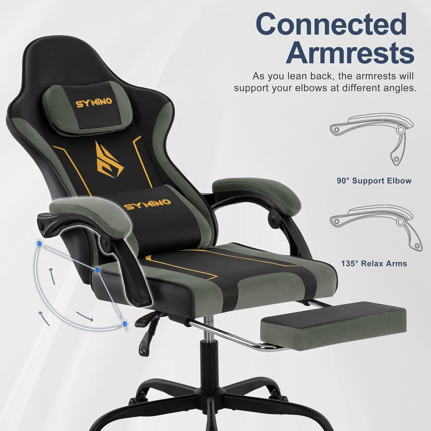 Ergonomic Gaming Chair Recliner w/ Footrest Lumbar Support PU Leather