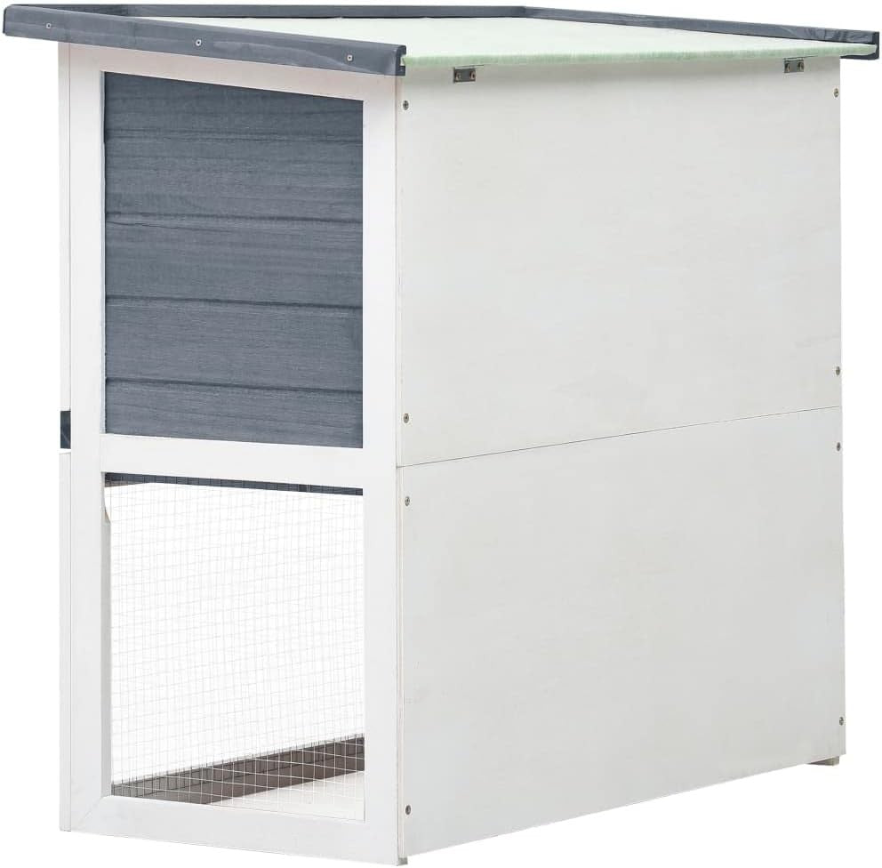 Outdoor Rabbit Hutch Wooden Double Level Cage Weatherproof Ramp Design