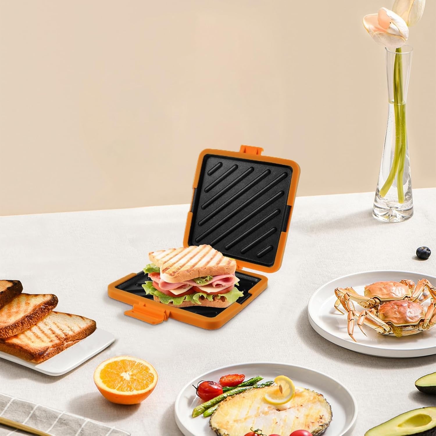 Microwave Toastie Maker Non Stick Silicone Grill Orange