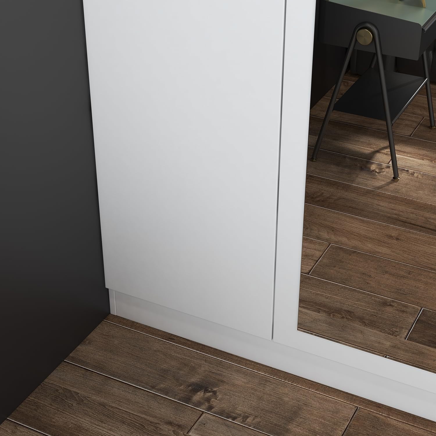 3-Door White Mirrored Wardrobe with Hanging Rail & 6 Storage Compartments