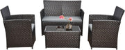 4-Seater Rattan Garden Patio Set | Outdoor PE Wicker Chairs & Glass Table