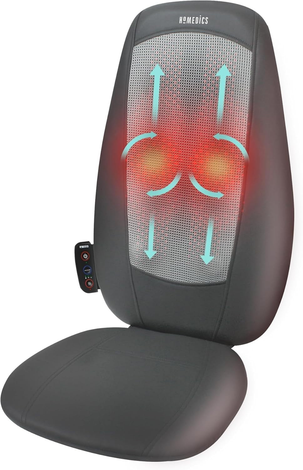 Shiatsu Back Shoulder Massager Chair Pad Heat Roller Vibration 3 Zones Black