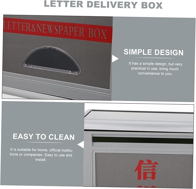 Lockable Wall Mount Mailbox Large A5 Capacity Durable Silver Post Box Outdoor