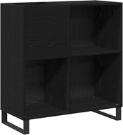 Matte Black Oak Vinyl Record Cabinet – Durable Storage with 3 Spacious Compartme