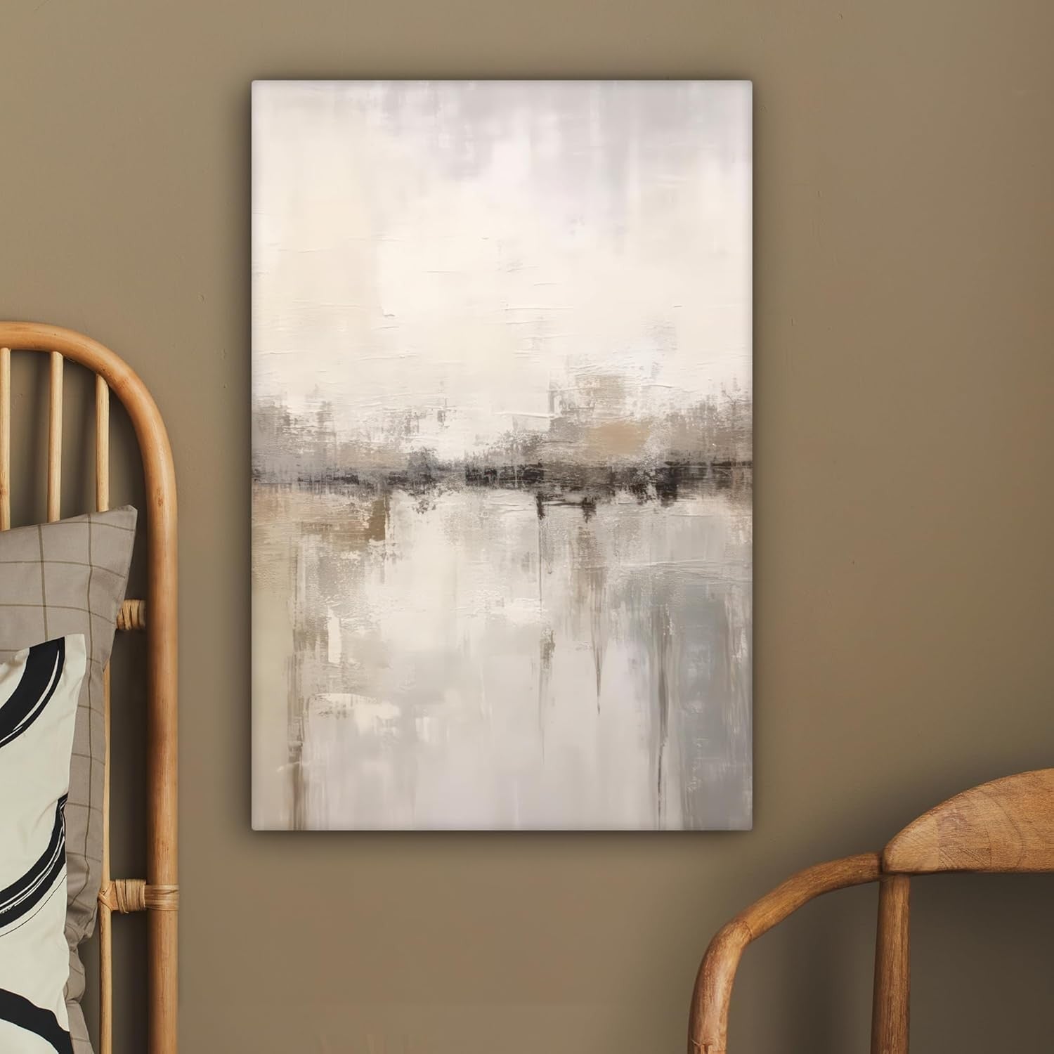 Abstract Beige Canvas Wall Art 40x60cm Modern Living Room Decor