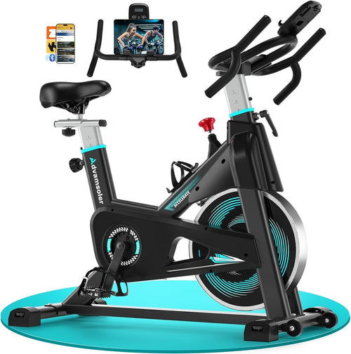 Smart Bluetooth Indoor Spin Bike w/ LCD Display, App Sync, 16kg Flywheel 350lb