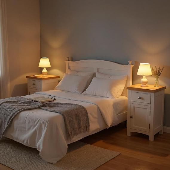 Snow White Bedside Tables Set of 2 | Fully Assembled Wooden Cabinets