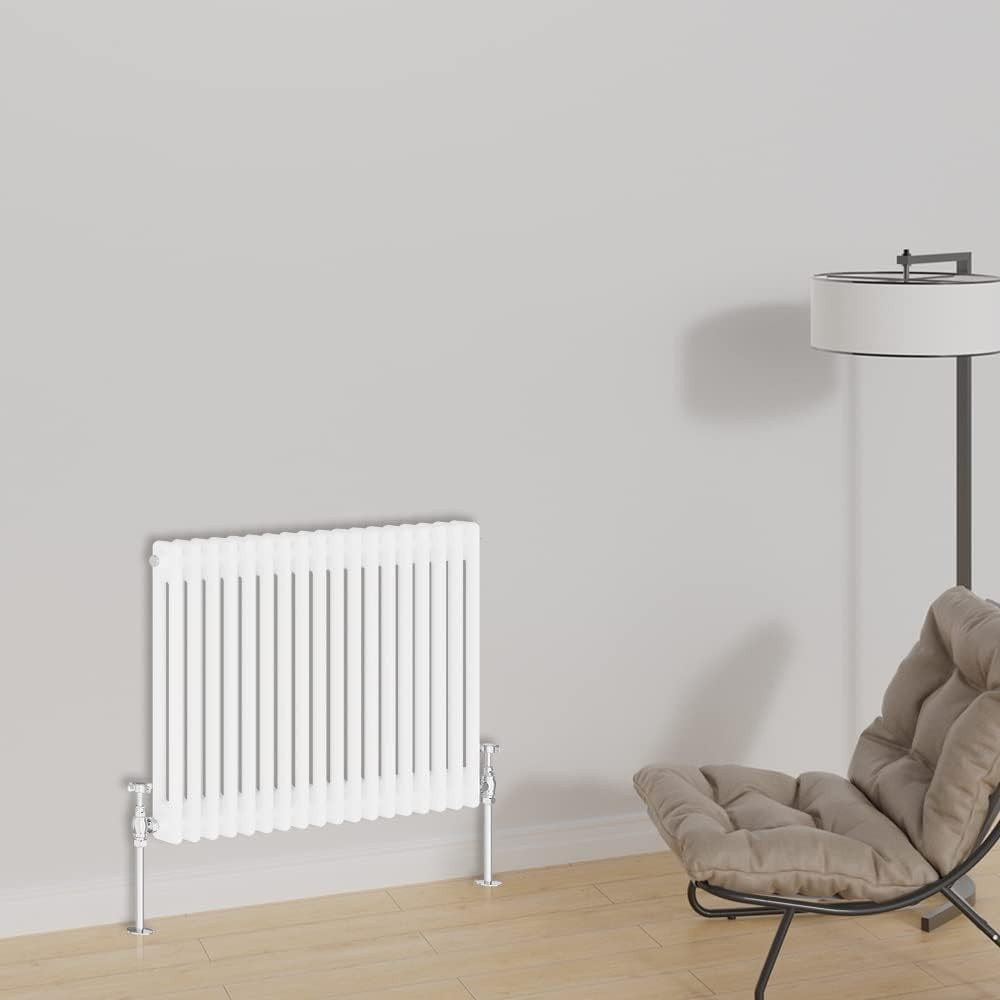 Horizontal Cast Iron Radiator 600x830mm Double Panel White Heating