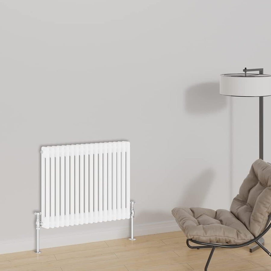 Horizontal Cast Iron Radiator 600x830mm Double Panel White Heating
