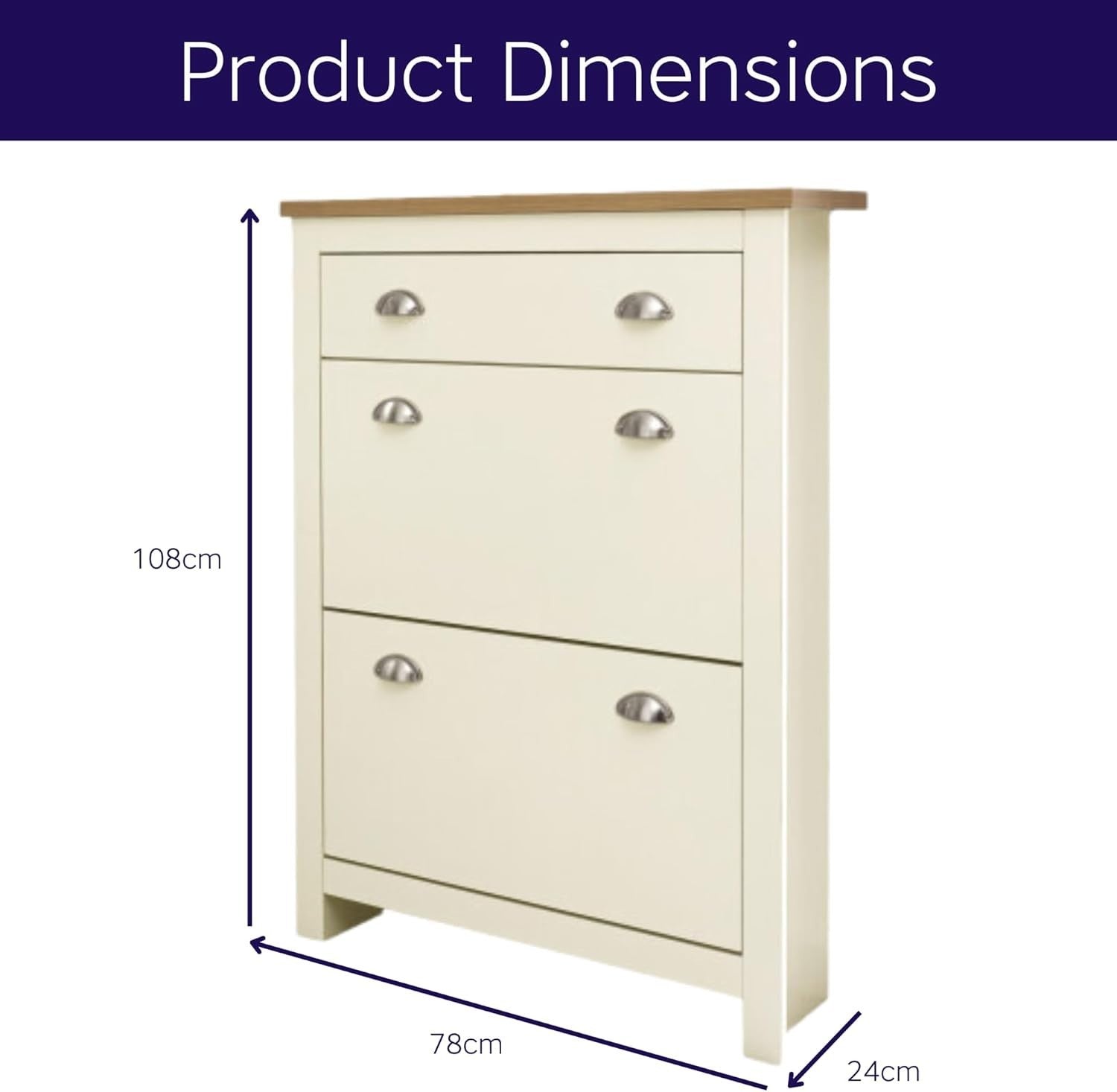 Foldable 2 Door 1 Drawer Shoe Cabinet with Oak Top 78x24x108 cm