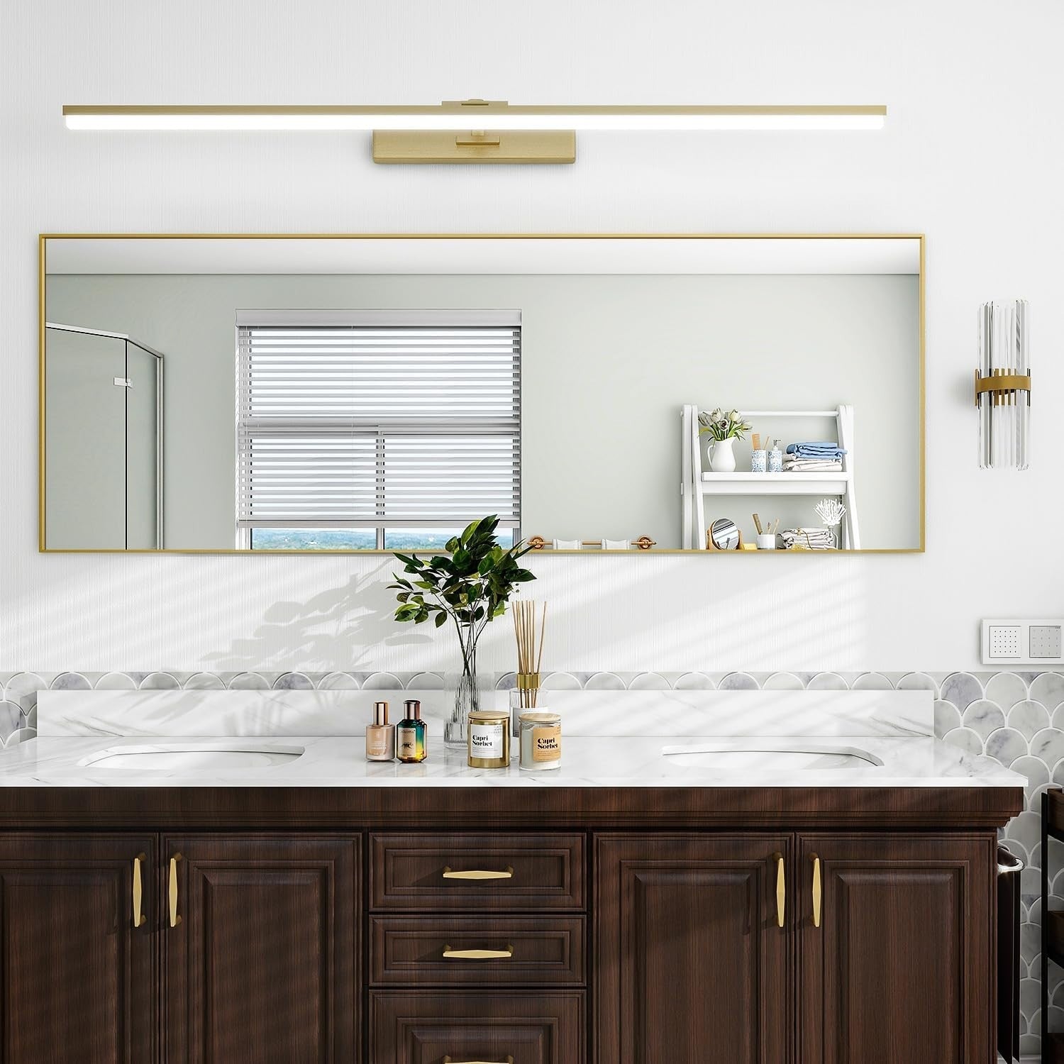 Full Length Floor Mirror 53x163cm Standing Hanging Leaning Modern Gold