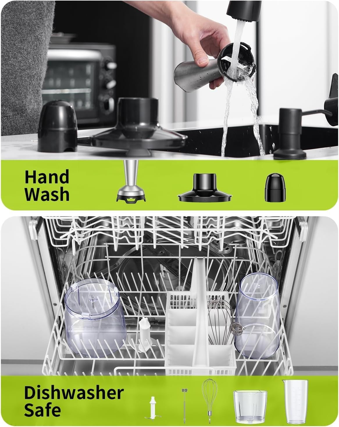 1200W Hand Blender Set 5-in-1 Stick Mixer Whisk Chopper Beaker Turbo Speed
