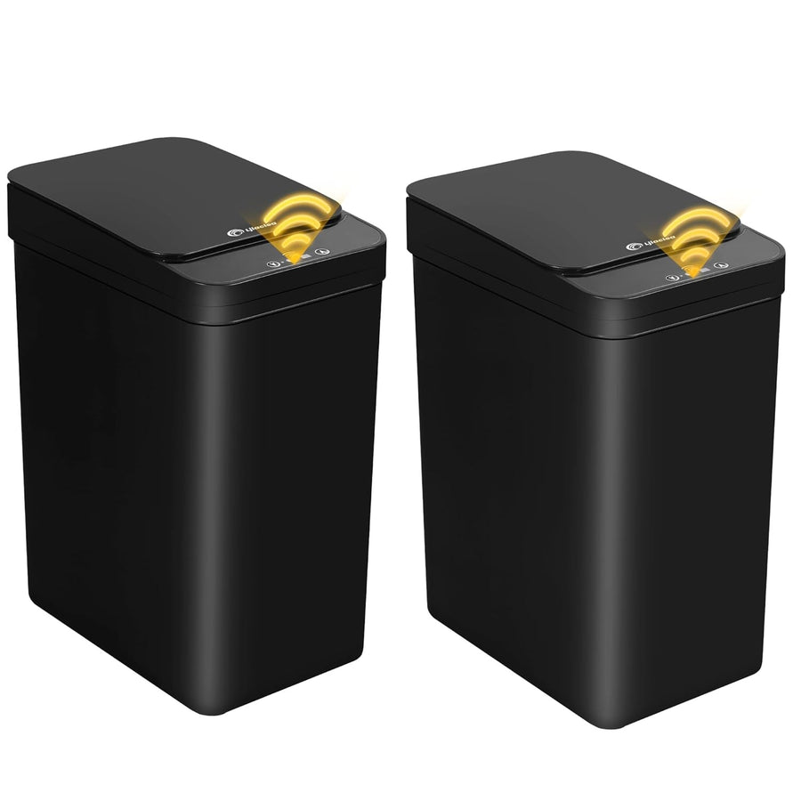 2 Pack 2.6 Gallon Touchless Motion Sensor Trash Can Black