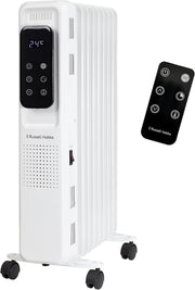 2000W White Oil Filled Radiator 9 Fin Digital Remote Timer Heater