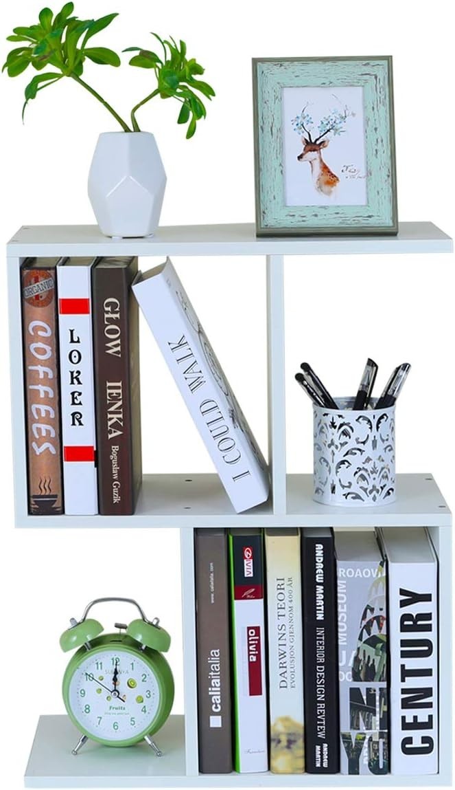 Adjustable White Desktop Bookshelf 3-Tier Desk Organizer Storage Shelf