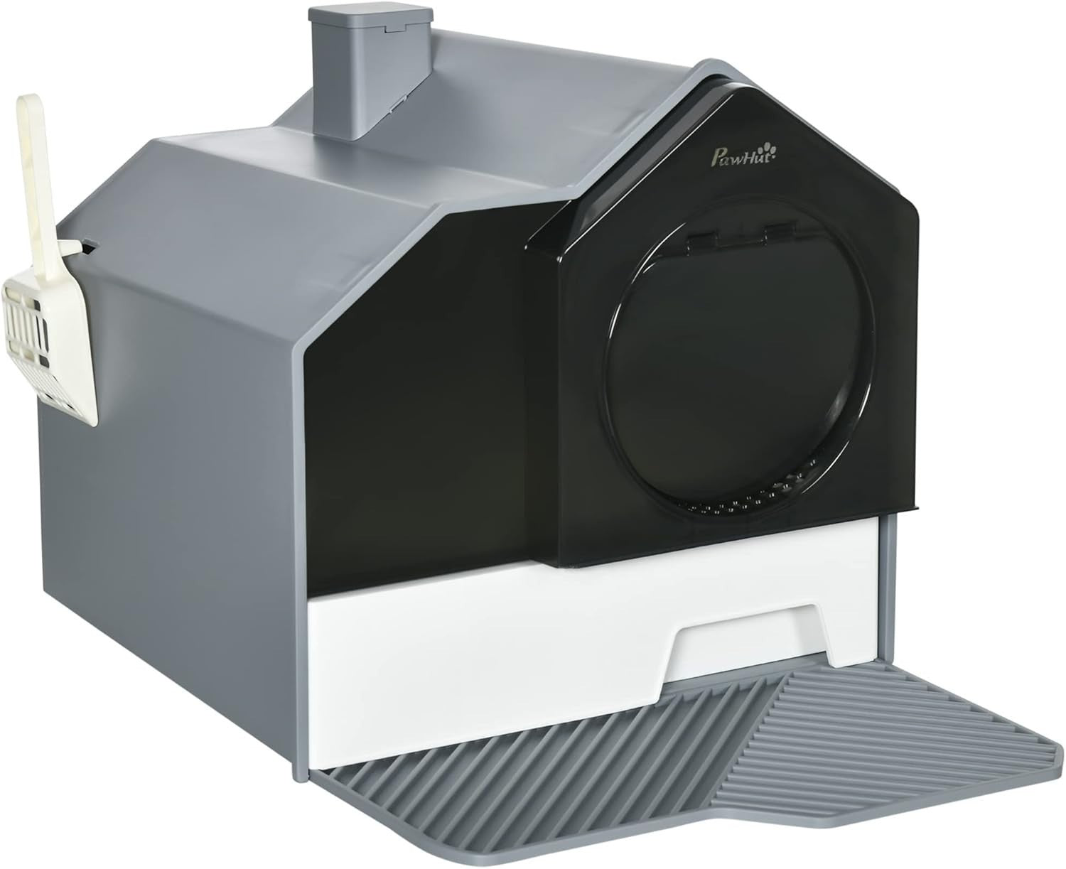Hooded Cat Litter Box Drawer Tray Odor Control Scoop Grey Large