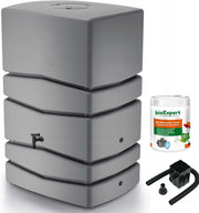 450L Tower Rainwater Butt With Tap Removable Lid & Diverter Grey