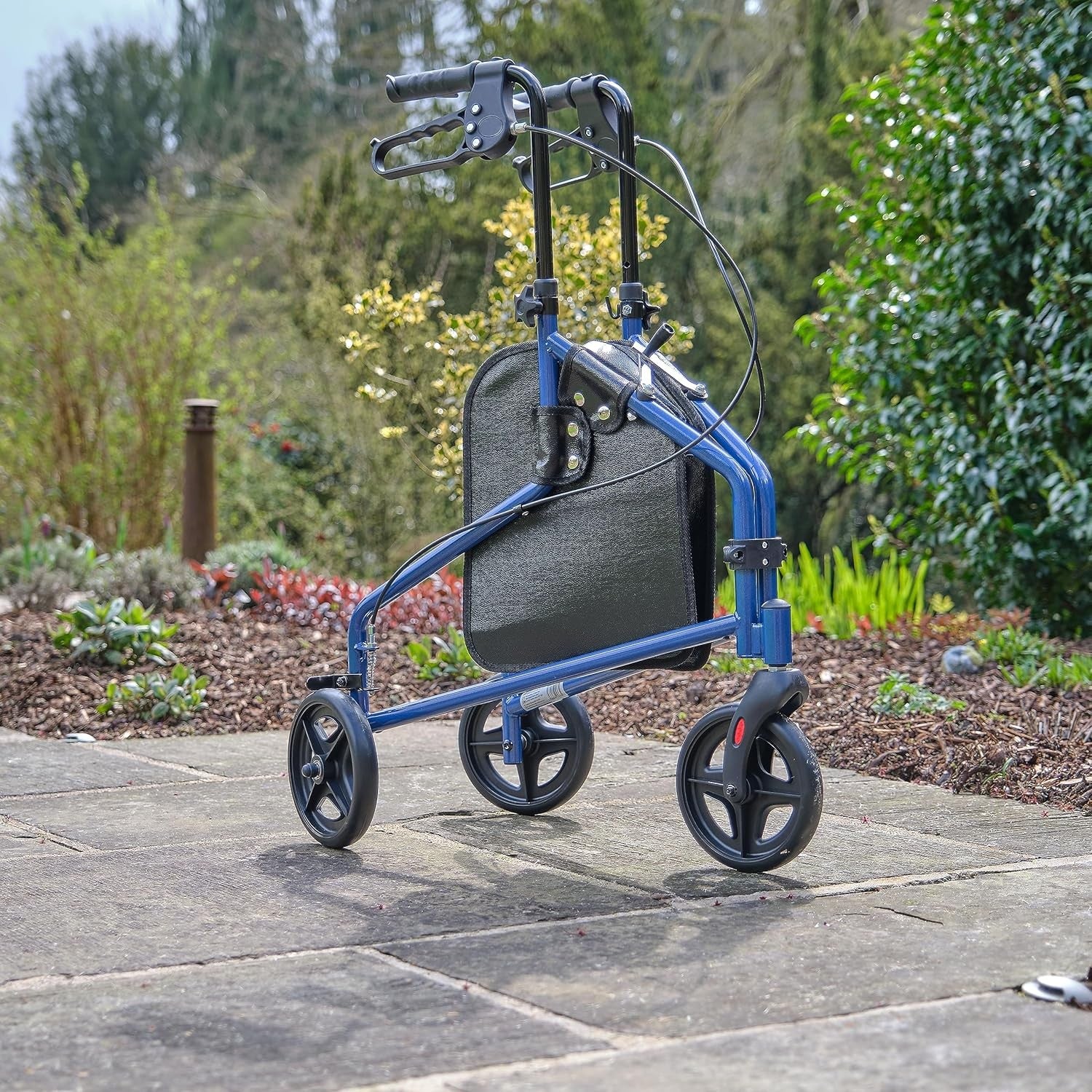 3 Wheel Rollator Walker Lightweight Folding Mobility Aid with Brakes & Bag