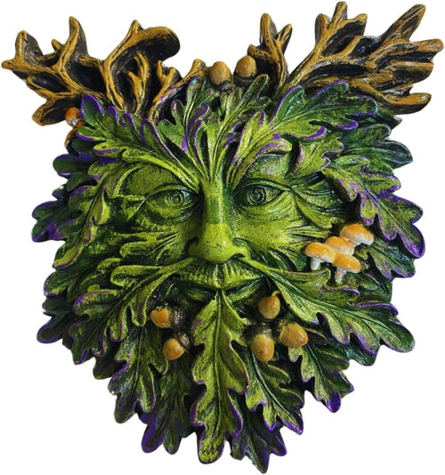 Green Man Wall Plaque Garden Ornament Resin Celtic Tree Spirit Face 15cm Decor