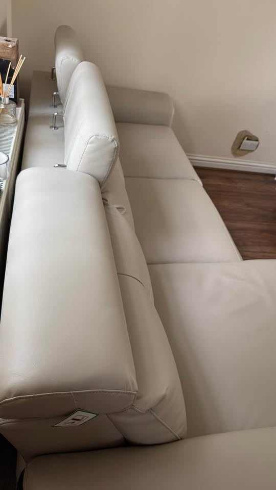 Ivory Leather Air Storage L-Shape Corner Sofa (PTP)