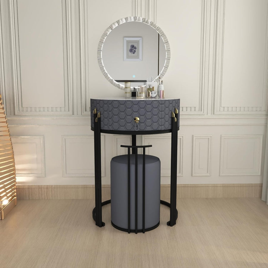 Dressing Table Mirror 7 Drawers Makeup Vanity Set Stool Bedroom Furniture