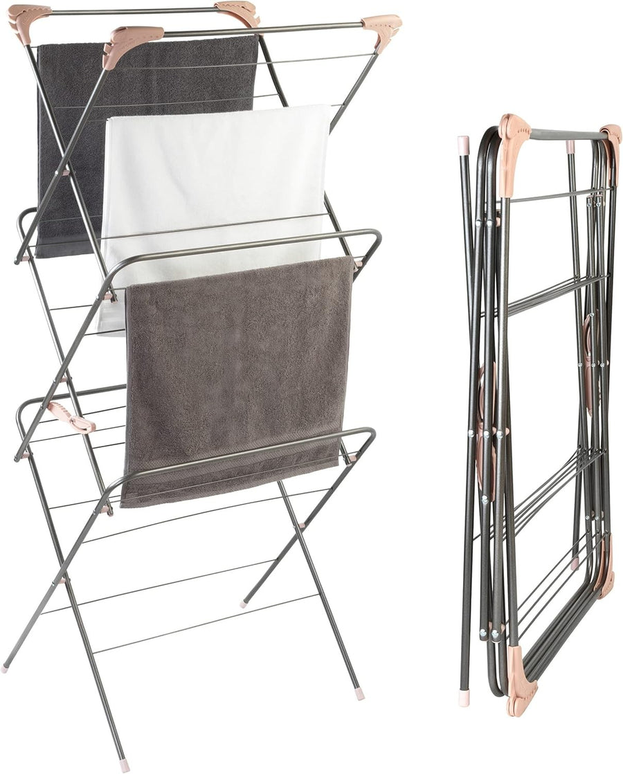 3 Tier Clothes Airer Folding Laundry Drying Rack Compact Indoor Dryer