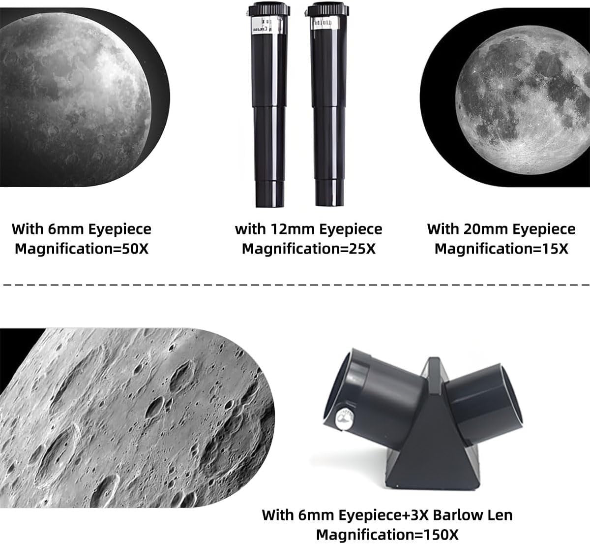 70mm White Refractor Telescope 15X-150X with Phone Adapter