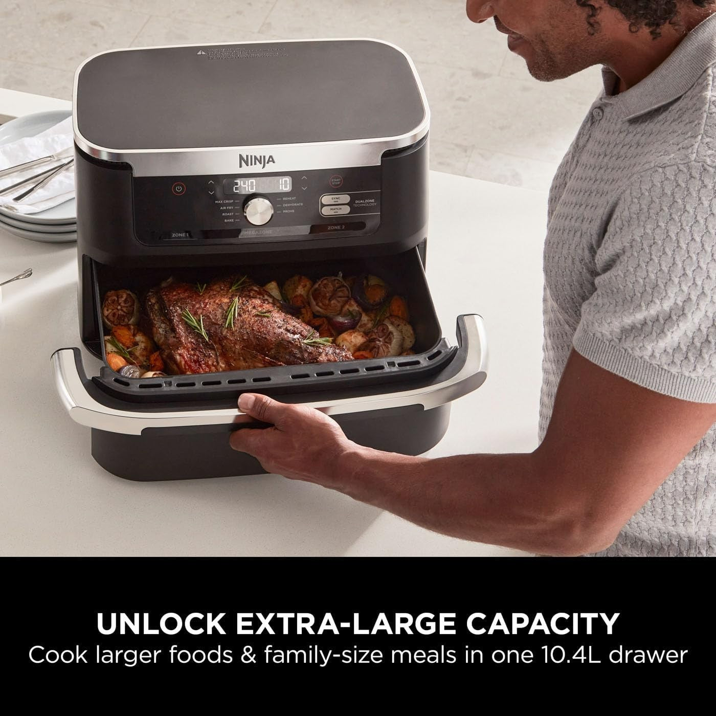 10.4L Dual Zone Mega Air Fryer | FlexDrawer XL | 7-in-1 Fast Family Cooker
