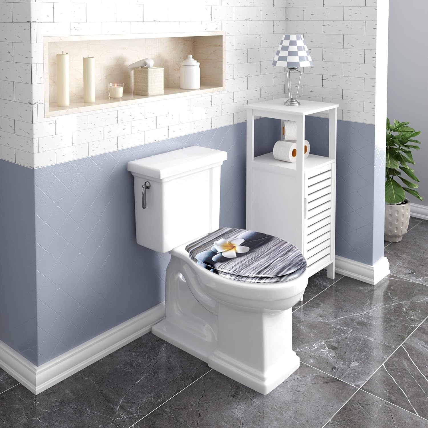 Premium Soft Close Toilet Seat O-Shape Duroplast Adjustable Hinges Plum 45x37cm
