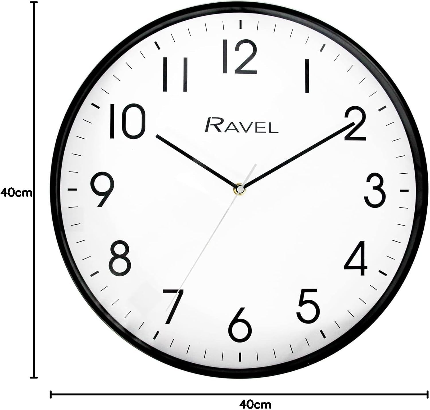 Large 40cm Silent Wall Clock Modern Black Frame Easy-Read Quartz Home Decor