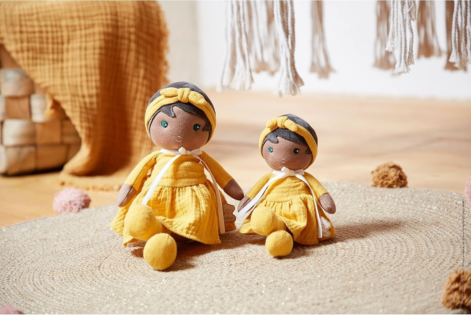 32cm Soft Fabric Rag Doll Yellow Dress Personalised Ribbon Newborn Gift Box