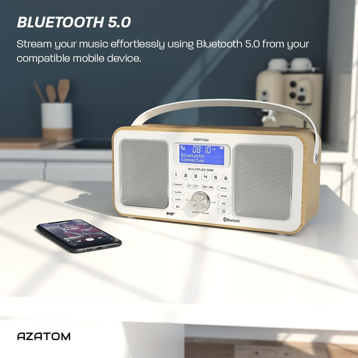 DAB DAB+ FM Portable Digital Radio Bluetooth Rechargeable Dual Alarm