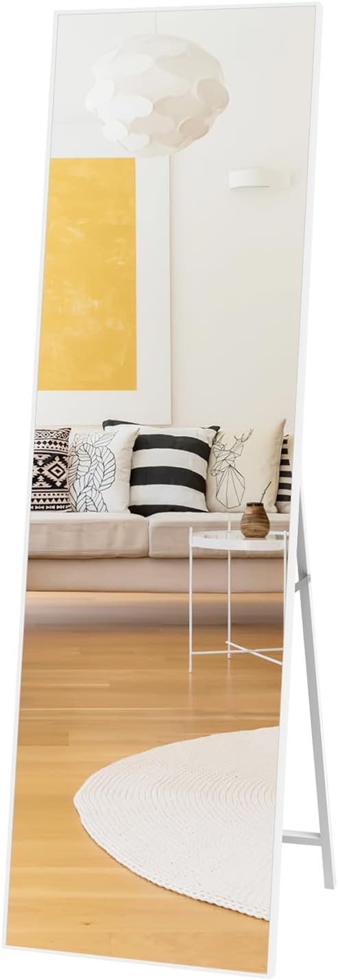 Full Length Mirror 140x41cm White Frame | Standing Wall-Mountable