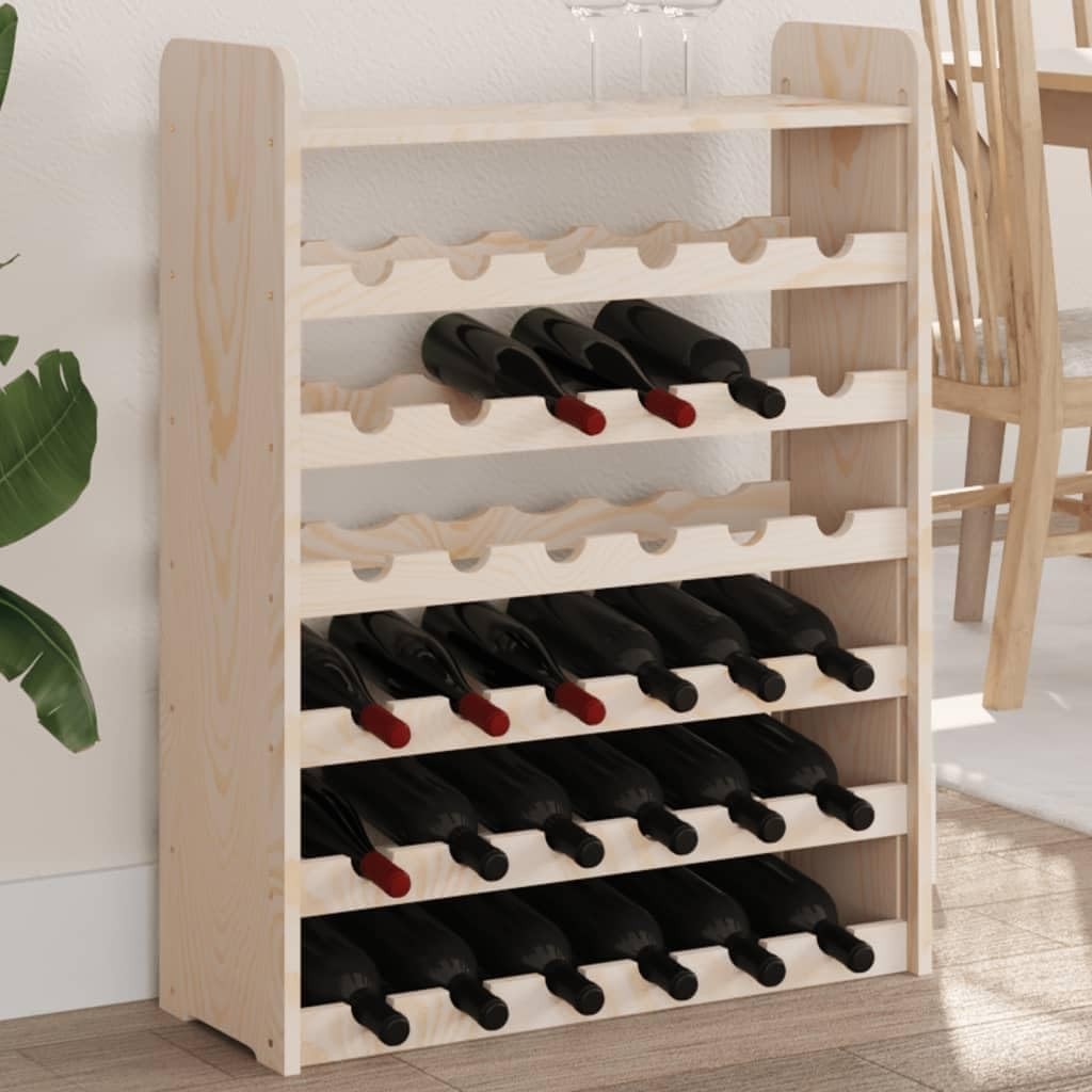36 Bottle Wooden Wine Rack with Top Shelf | Solid Pine Freestanding Storage Unit