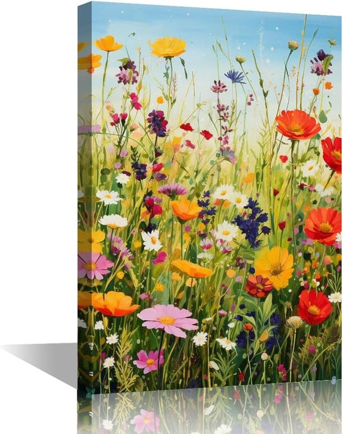 Wildflower Canvas Wall Art Floral Meadow Living Room Bedroom Decor 18x12