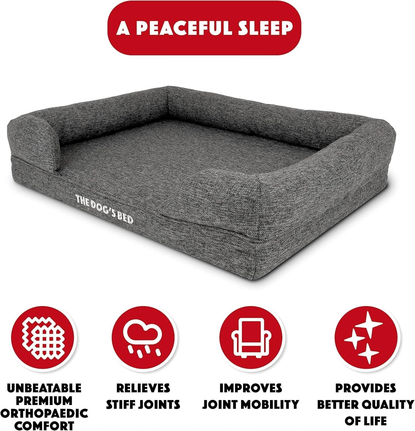 Medium Orthopedic Dog Bed Memory Foam Washable 77x60cm Grey
